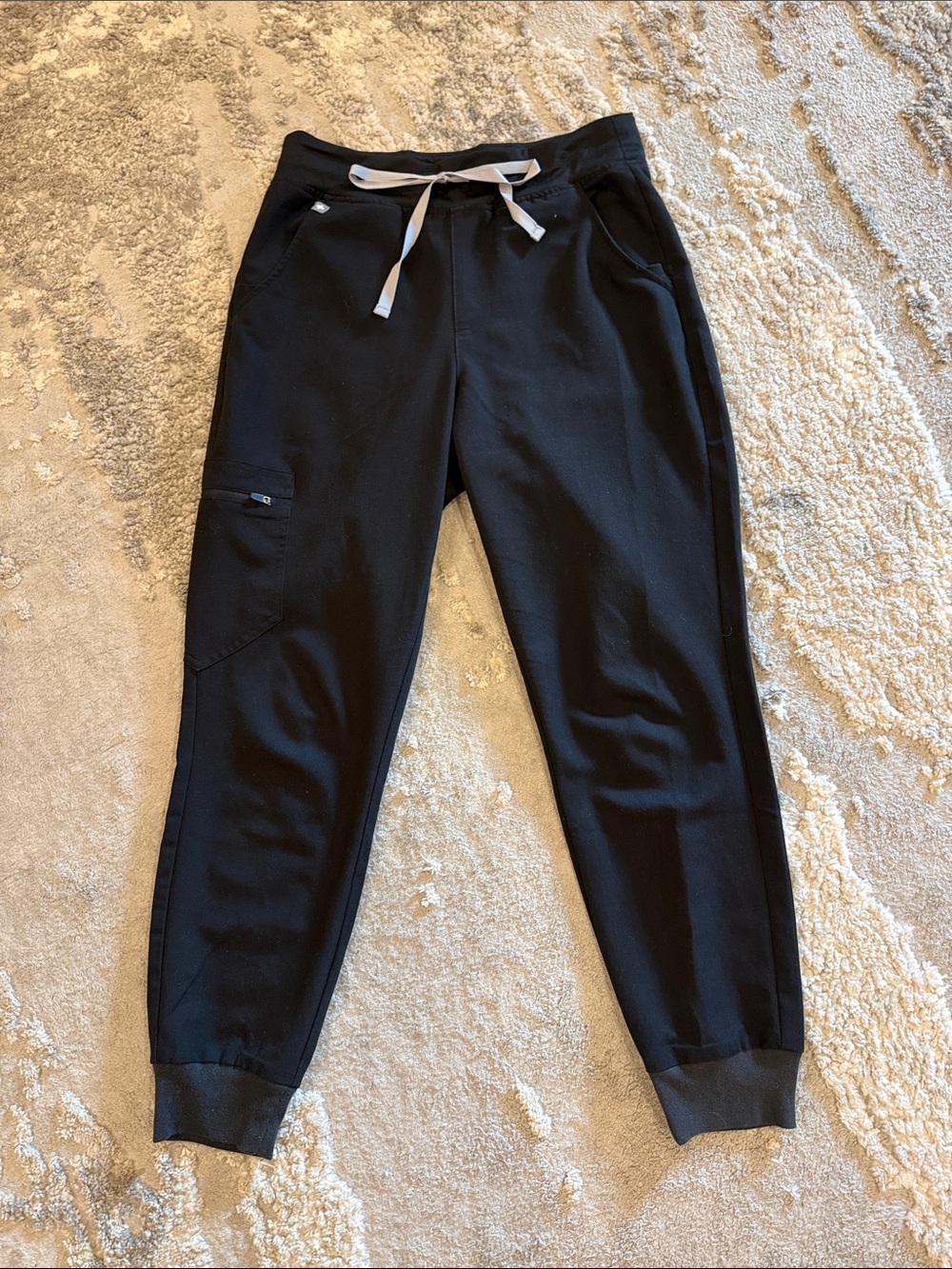 Figs Black Womens Scrub Pants with Drawstring
